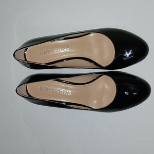 WAYDERNS Women's Patent Round Toe Slip on Work Chunky Mid Heel Pumps Shoes Sz.8